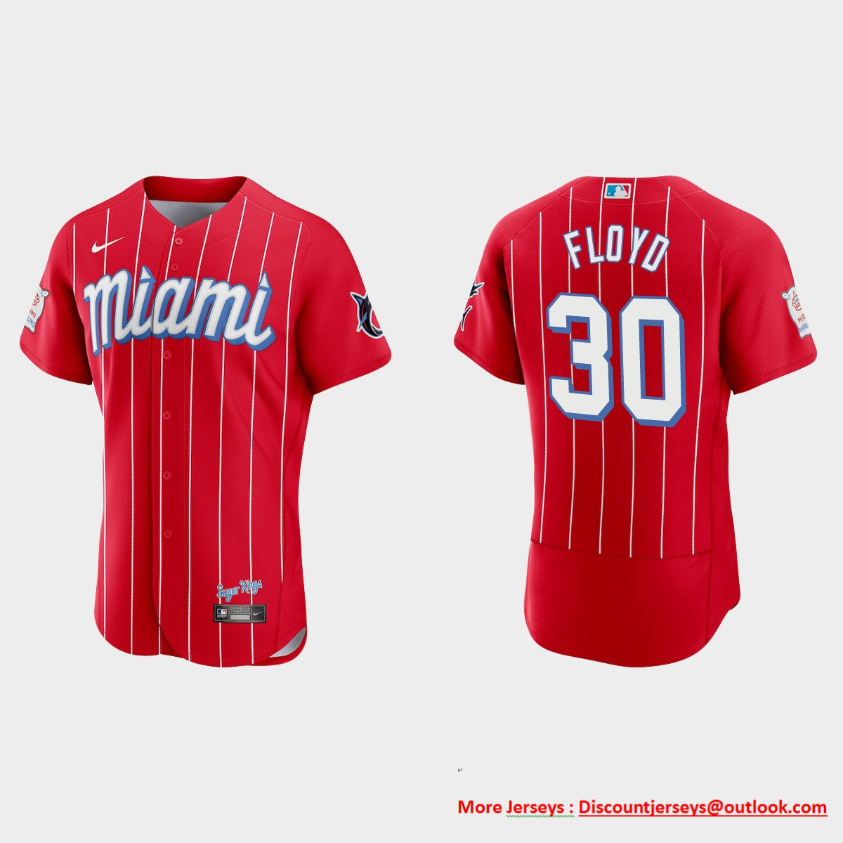 Miami Marlins #30 Cliff Floyd Men's Nike 2021 City Connect Authentic MLB Jersey Red Miami Marlins #30 Cliff Floyd Men's Nike 2021 City Connect Authentic MLB Jersey Red