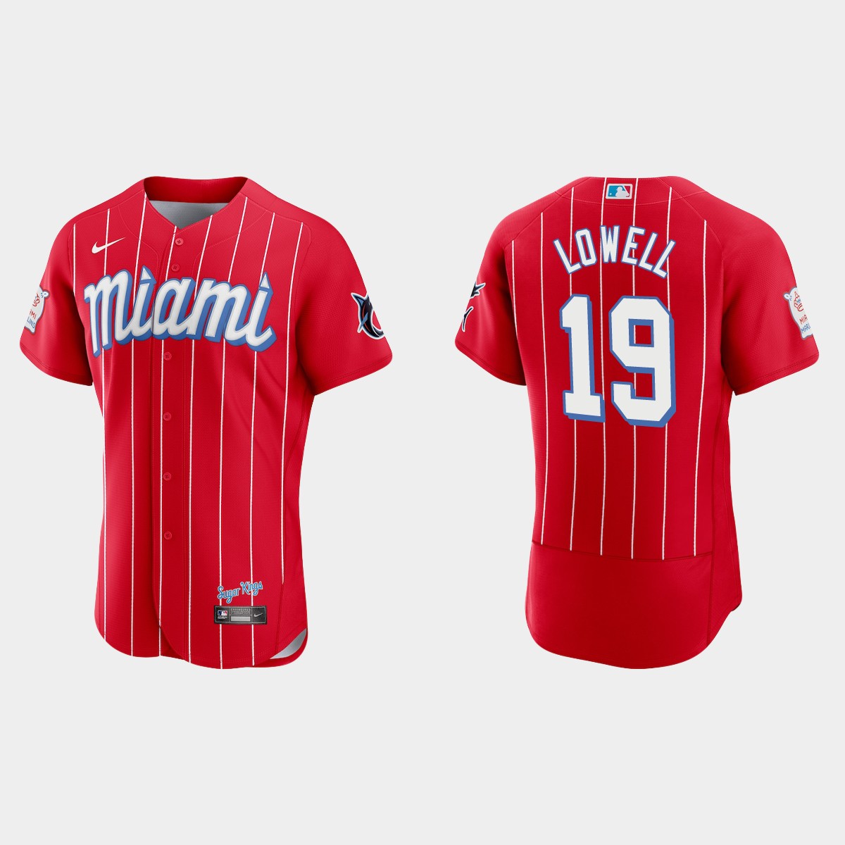 Miami Marlins #19 Mike Lowell Men's Nike 2021 City Connect Authentic MLB Jersey Red Miami Marlins #19 Mike Lowell Men's Nike 2021 City Connect Authentic MLB Jersey Red