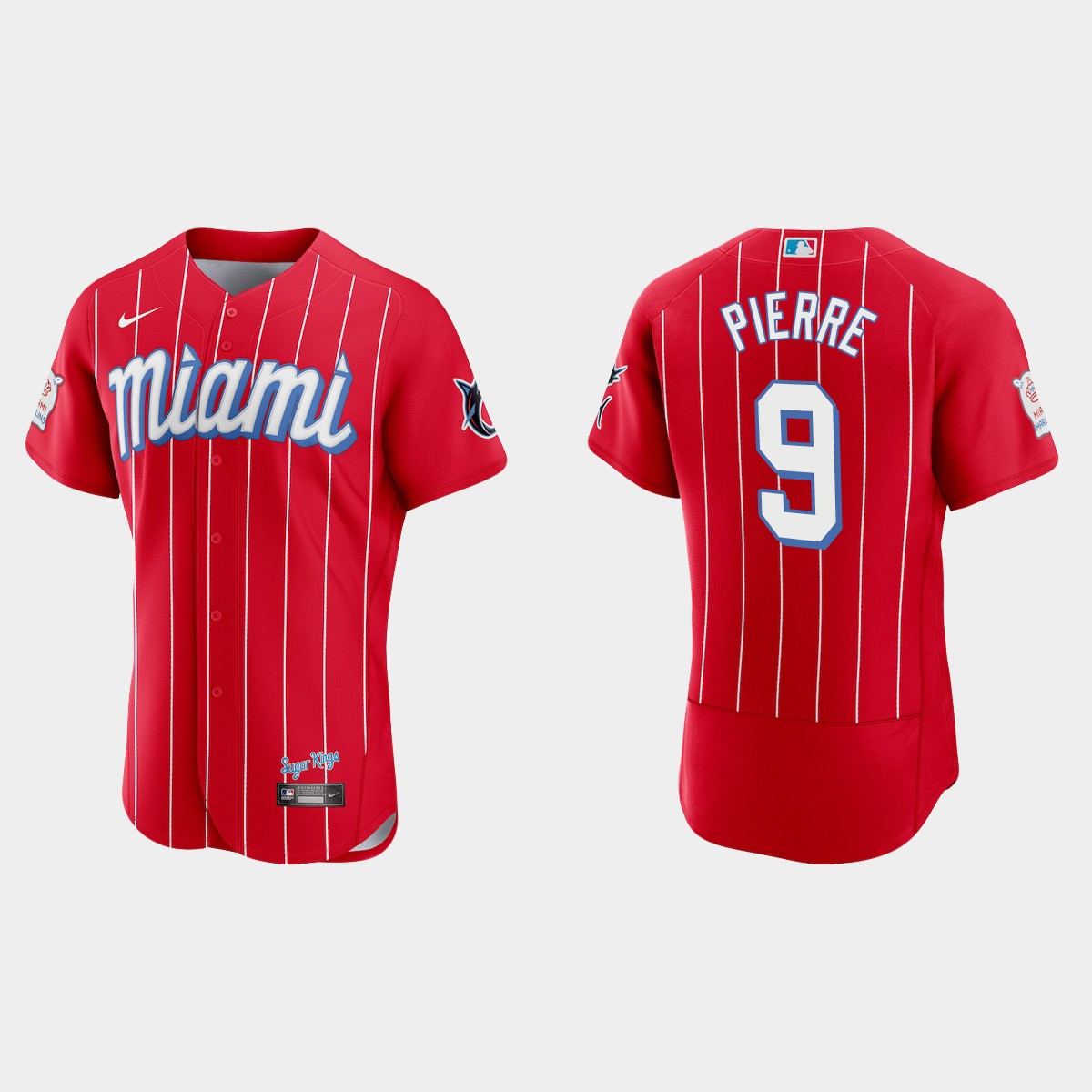 Miami Marlins #9 Juan Pierre Men's Nike 2021 City Connect Authentic MLB Jersey Red Miami Marlins #9 Juan Pierre Men's Nike 2021 City Connect Authentic MLB Jersey Red