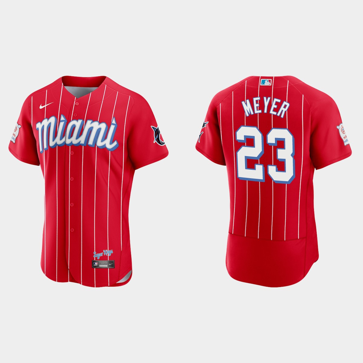 Miami Marlins #23 Max Meyer Men's Nike 2021 City Connect Authentic MLB Jersey Red Miami Marlins #23 Max Meyer Men's Nike 2021 City Connect Authentic MLB Jersey Red