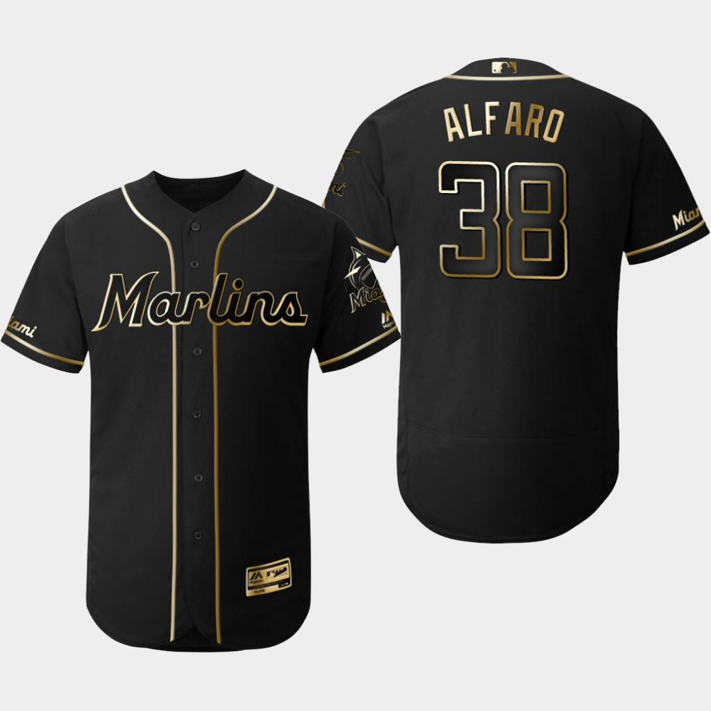Marlins 38 Jorge Alfaro Black Gold Flexbase Jersey