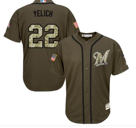 Brewers #22 Christian Yelich Green Salute to Service Stitched MLB Jersey Brewers #22 Christian Yelich Green Salute to Service Stitched MLB Jersey
