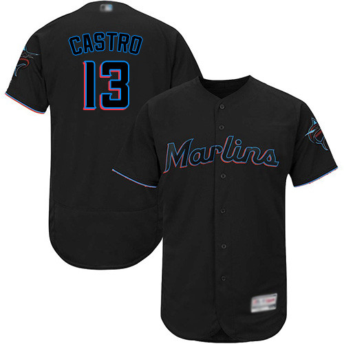 marlins #13 Starlin Castro Black Flexbase Authentic Collection Stitched Baseball Jersey marlins #13 Starlin Castro Black Flexbase Authentic Collection Stitched Baseball Jersey