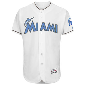 Men's Miami Marlins Majestic White Father's Day FlexBase Team Jersey Men's Miami Marlins Majestic White Father's Day FlexBase Team Jersey