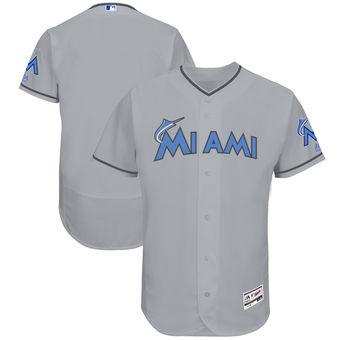 Men's Miami Marlins Majestic Gray Father's Day FlexBase Team Jersey Men's Miami Marlins Majestic Gray Father's Day FlexBase Team Jersey