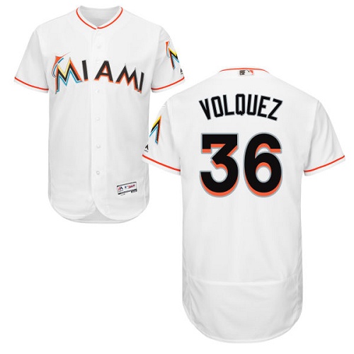 marlins #36 Edinson Volquez White Flexbase Authentic Collection Stitched MLB Jersey marlins #36 Edinson Volquez White Flexbase Authentic Collection Stitched MLB Jersey