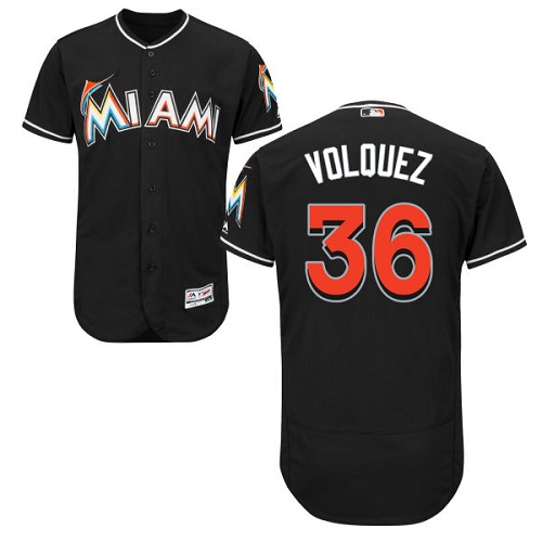 marlins #36 Edinson Volquez Black Flexbase Authentic Collection Stitched MLB Jersey marlins #36 Edinson Volquez Black Flexbase Authentic Collection Stitched MLB Jersey