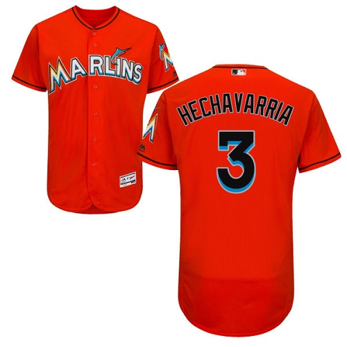 marlins #3 Adeiny Hechavarria Orange Flexbase Authentic Collection Stitched MLB Jersey