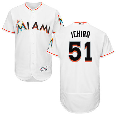 marlins #51 Ichiro Suzuki White Flexbase Authentic Collection Stitched MLB Jersey marlins #51 Ichiro Suzuki White Flexbase Authentic Collection Stitched MLB Jersey
