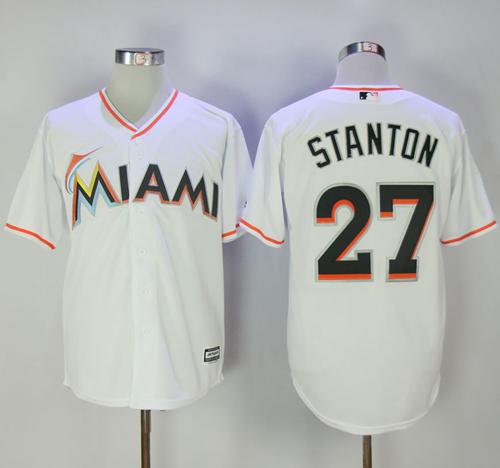 marlins #27 Giancarlo Stanton White New Cool Base Stitched MLB Jersey marlins #27 Giancarlo Stanton White New Cool Base Stitched MLB Jersey