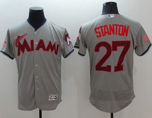 marlins #27 Giancarlo Stanton Grey Fashion Stars & Stripes Flexbase Authentic Stitched MLB Jersey marlins #27 Giancarlo Stanton Grey Fashion Stars & Stripes Flexbase Authentic Stitched MLB Jersey