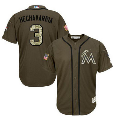 marlins #3 Adeiny Hechavarria Green Salute to Service Stitched MLB Jersey