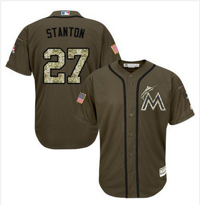 marlins #27 Giancarlo Stanton Green Salute to Service Stitched MLB Jersey