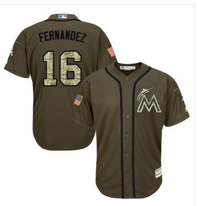 marlins #16 Jose Fernandez Green Salute to Service Stitched MLB Jersey