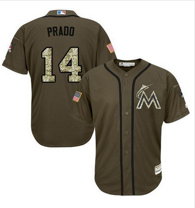 marlins #14 Martin Prado Green Salute to Service Stitched MLB Jersey