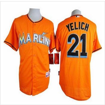 Florida Marlins #21 Christian Yelich Orange Cool Base Stitched Baseball Jersey