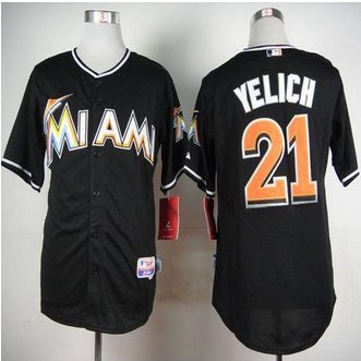 Florida Marlins #21 Christian Yelich Black Cool Base Stitched Baseball Jersey