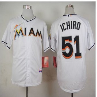 Florida Marlins #51 Ichiro Suzuki White Cool Base Stitched Baseball Jersey
