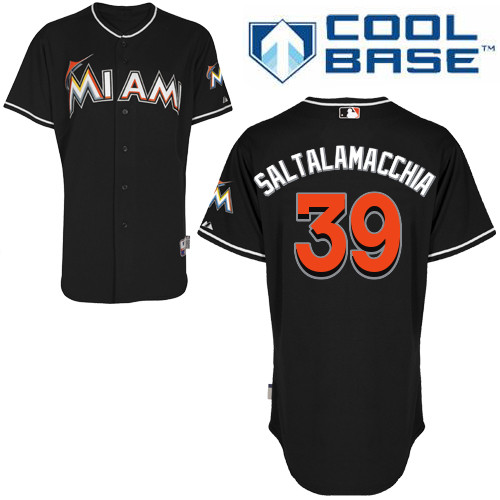 Miami Marlins #39Jarrod Saltalamacchia Authentic Alternate Black Jersey