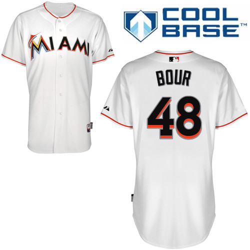 Miami Marlins #48Justin Bour Authentic Personalized Home White Jersey Miami Marlins #48Justin Bour Authentic Personalized Home White Jersey