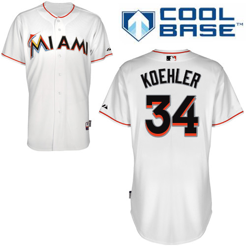Miami Marlins #34Tom Koehler Authentic Personalized Home White Jersey Miami Marlins #34Tom Koehler Authentic Personalized Home White Jersey