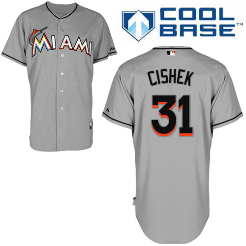 Miami Marlins #31Steve Cishek Authentic Personalized Road Gray Jersey