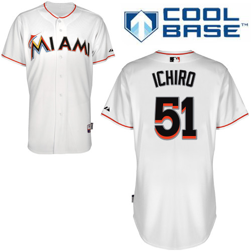 Miami Marlins #51 Ichiro Authentic Personalized Home White Jersey