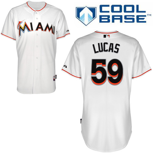 Miami Marlins #59 Lucas Authentic Personalized Home White Jersey