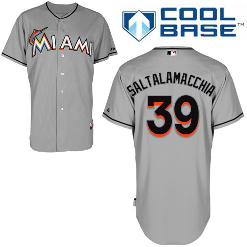 Miami Marlins #39Jarrod Saltalamacchia Authentic Personalized Road Gray Jersey Miami Marlins #39Jarrod Saltalamacchia Authentic Personalized Road Gray Jersey