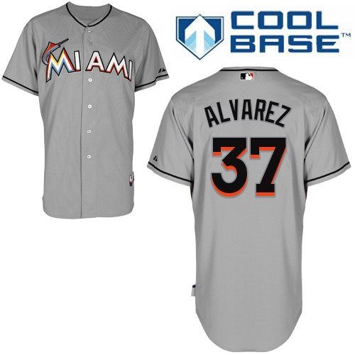 Miami Marlins #37 Henderson Alvarez Authentic Personalized Road Gray Jersey