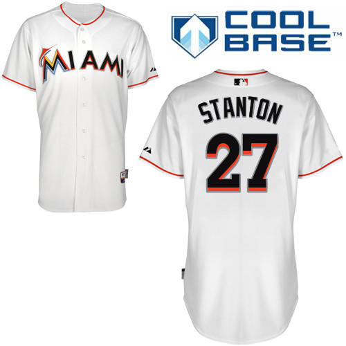 Miami Marlins #27Giancarlo Stanton Authentic Personalized Home White Jersey