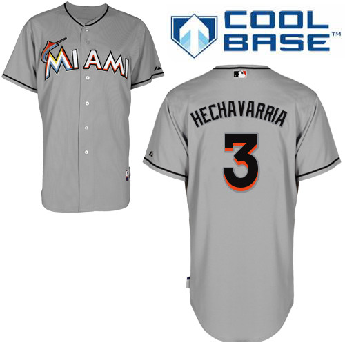 Miami Marlins #3Adeiny HECHAVARRIA Authentic Personalized Road Gray Jersey Miami Marlins #3Adeiny HECHAVARRIA Authentic Personalized Road Gray Jersey