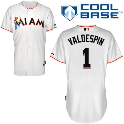 Miami Marlins #1Jordany Valdespin Authentic Personalized Home White Jersey Miami Marlins #1Jordany Valdespin Authentic Personalized Home White Jersey