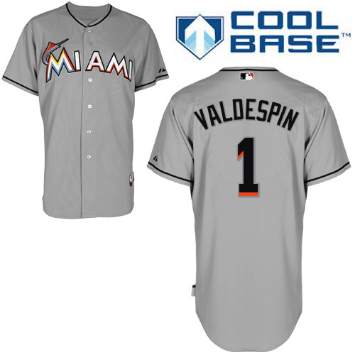 Miami Marlins #1Jordany Valdespin Authentic Personalized Road Gray Jersey