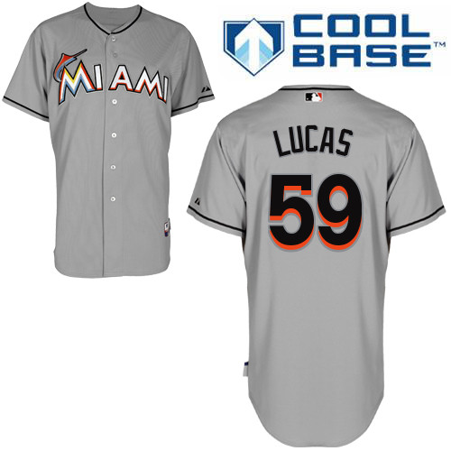 Miami Marlins #59 Lucas Authentic Personalized Road Gray Jersey