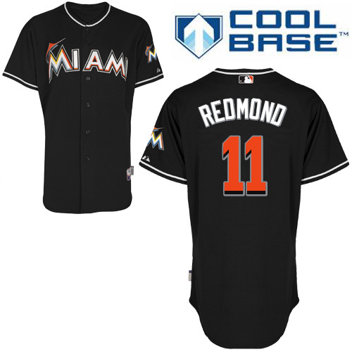 Miami Marlins #11Mike Redmono Authentic Alternate Black Jersey Miami Marlins #11Mike Redmono Authentic Alternate Black Jersey