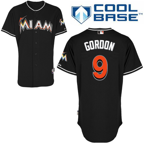 Miami Marlins #9Dee Gordon Authentic Alternate Black Jersey Miami Marlins #9Dee Gordon Authentic Alternate Black Jersey