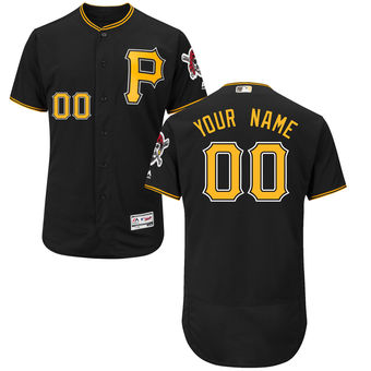 Men's Pittsburgh Pirates Majestic Alternate Black Flex Base Authentic Collection Custom Jersey Men's Pittsburgh Pirates Majestic Alternate Black Flex Base Authentic Collection Custom Jersey
