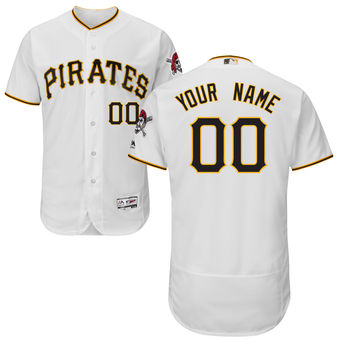 Men's Pittsburgh Pirates Majestic Home White Flex Base Authentic Collection Custom Jersey Men's Pittsburgh Pirates Majestic Home White Flex Base Authentic Collection Custom Jersey