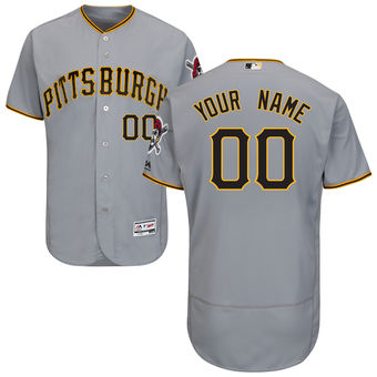 Men's Pittsburgh Pirates Majestic Road Gray Flex Base Authentic Collection Custom Jersey Men's Pittsburgh Pirates Majestic Road Gray Flex Base Authentic Collection Custom Jersey