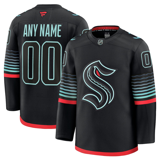 Men's Seattle Kraken Custom Black Alternate Stitched Hockey Jersey