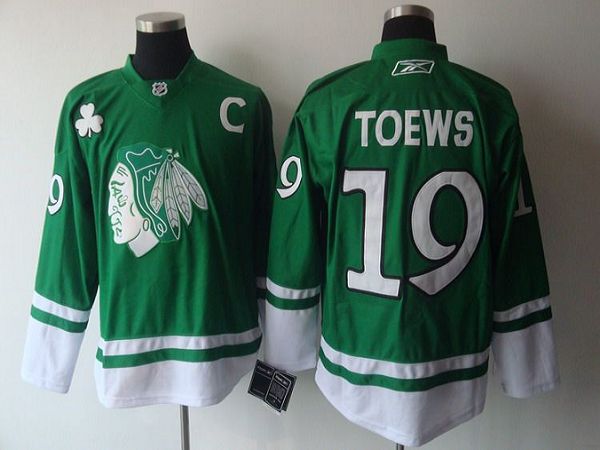 Youth Blackhawks #19 Jonathan Toews Green St. Patty's Day Stitched NHL Jersey Youth Blackhawks #19 Jonathan Toews Green St. Patty's Day Stitched NHL Jersey