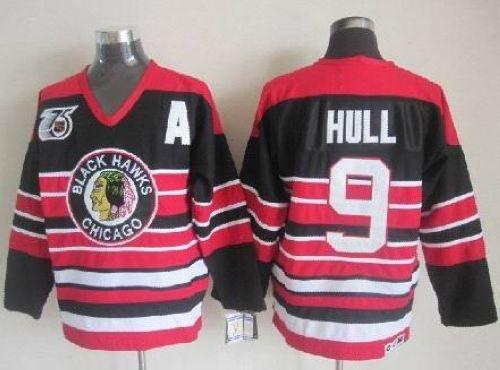 Youth Blackhawks #9 Bobby Hull Red Black 75TH CCM Stitched NHL Jersey Youth Blackhawks #9 Bobby Hull Red Black 75TH CCM Stitched NHL Jersey