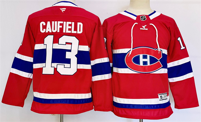 Youth Montreal Canadiens #13 Cole Caufield Red 2024-25 Stitched Jersey Youth Montreal Canadiens #13 Cole Caufield Red 2024-25 Stitched Jersey