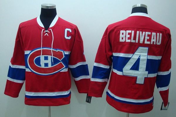 Youth Canadiens #4 Jean Beliveau Stitched Red CH CCM Throwback NHL Jersey Youth Canadiens #4 Jean Beliveau Stitched Red CH CCM Throwback NHL Jersey