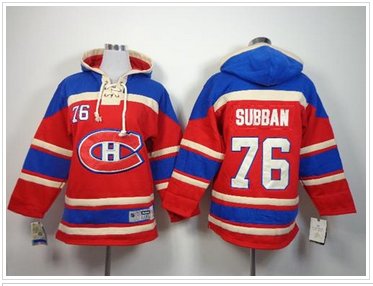 NHL Canadiens #76 P.K Subban Red Sawyer Hooded Sweatshirt Jersey