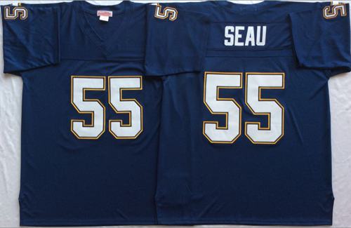 Mitchell And Ness 1994 Chargers #55 Junior Seau Navy Blue Throwback Stitched NFL Jersey Mitchell And Ness 1994 Chargers #55 Junior Seau Navy Blue Throwback Stitched NFL Jersey