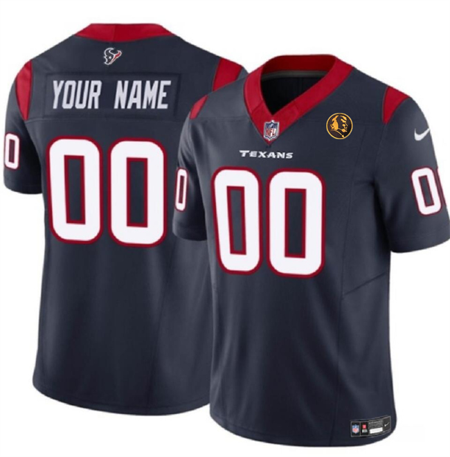 Men's Houston Texans Active Player Custom Navy 2023 F.U.S.E. With John Madden Patch Vapor Limited Stitched Football Jersey Men's Houston Texans Active Player Custom Navy 2023 F.U.S.E. With John Madden Patch Vapor Limited Stitched Football Jersey