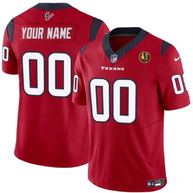 Men's Houston Texans Active Player Custom Red 2023 F.U.S.E. With John Madden Patch Vapor Limited Stitched Football Jersey Men's Houston Texans Active Player Custom Red 2023 F.U.S.E. With John Madden Patch Vapor Limited Stitched Football Jersey