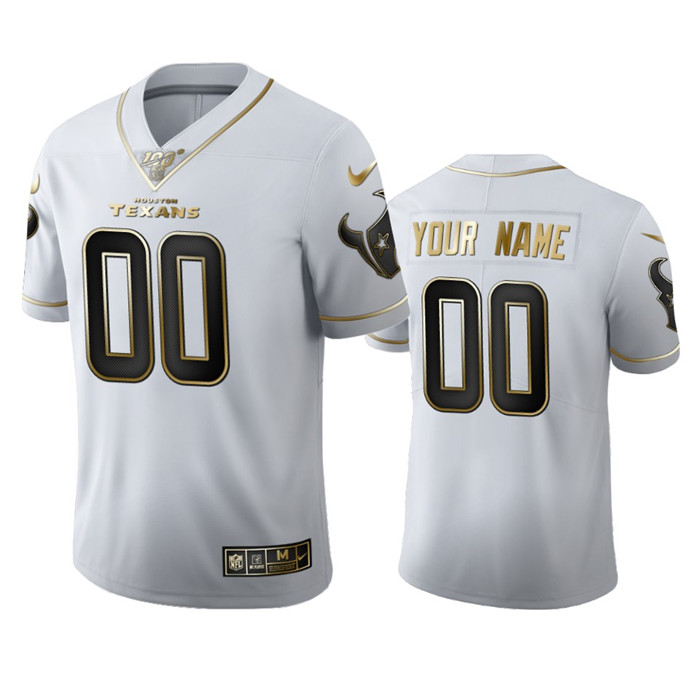 Houston Texans Custom Men's Nike White Golden Edition Vapor Limited NFL 100 Jersey Houston Texans Custom Men's Nike White Golden Edition Vapor Limited NFL 100 Jersey